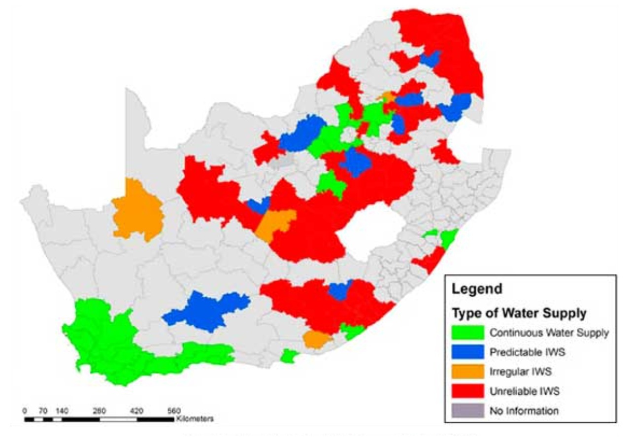 Municipalities affected by Intermittent Water Services